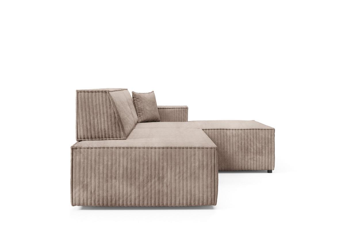 ECKSOFA TESSO L-S Braun Kordstoff mit Schlaffunktion - Braun, Holz (247/170cm) - MASSENO