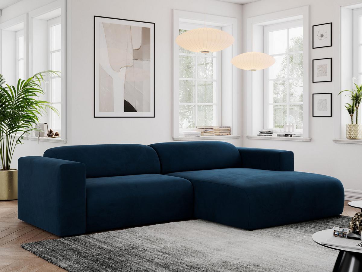 OFERTA WYCOFANA ECKSOFA PASADENA Dunkelblau Velvet Rechts Seite - Schwarz/Dunkelblau, Kunststoff/Textil (288/180cm) - MKS