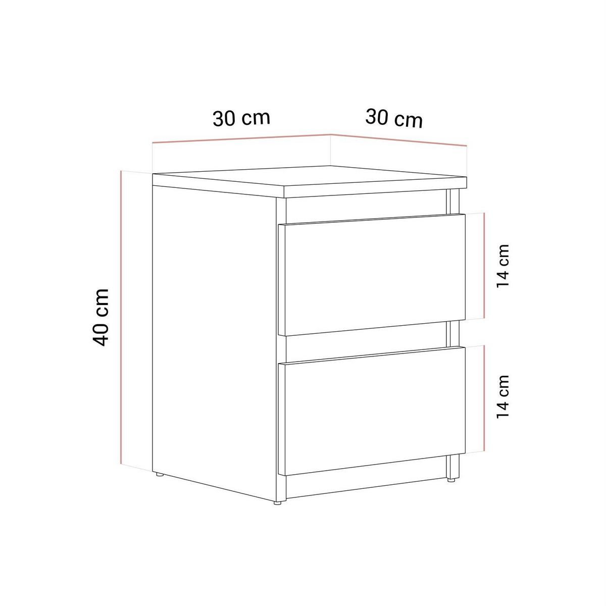 NACHTTISCH HANA M2 Schwarz matt - Schwarz, Holzwerkstoff (30/40/30cm) - Lookway