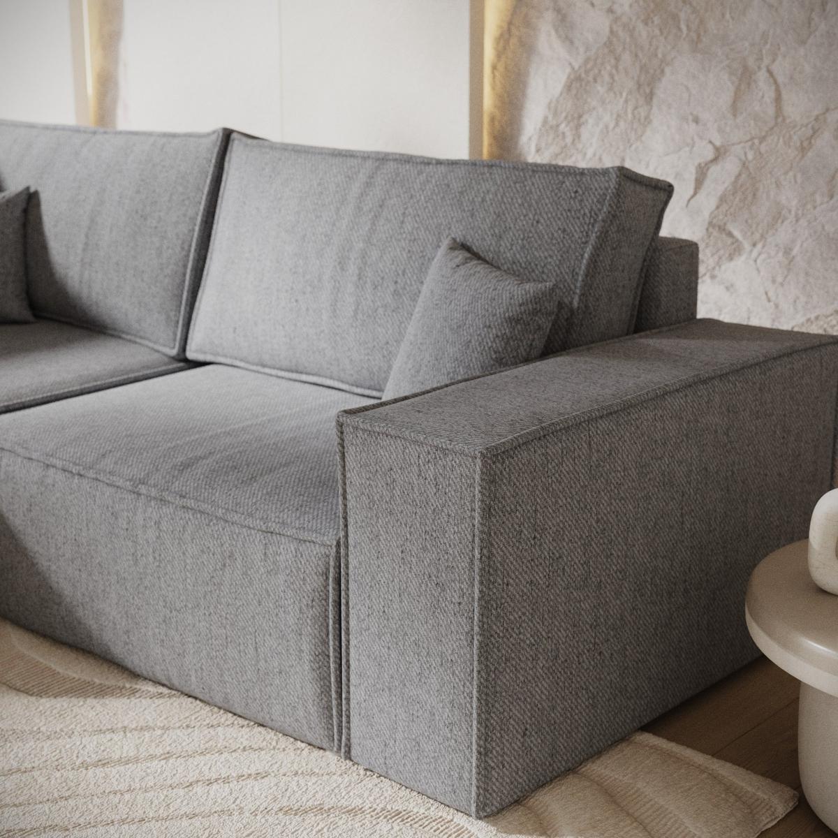 ECKSOFA AVION mit Schlaffunktion Grau im Neve Stoff - Schwarz/Grau, Holz/Holzwerkstoff (253/148cm) - AltaBeds