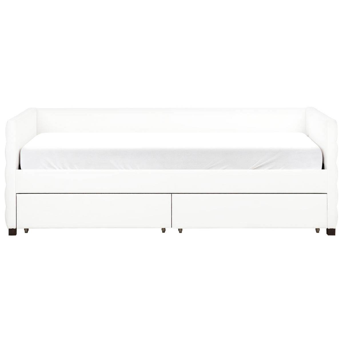 TAGESBETT mit Stauraum 90x200 cm Weiß Marray - Creme, Textil (90/200cm) - Beliani
