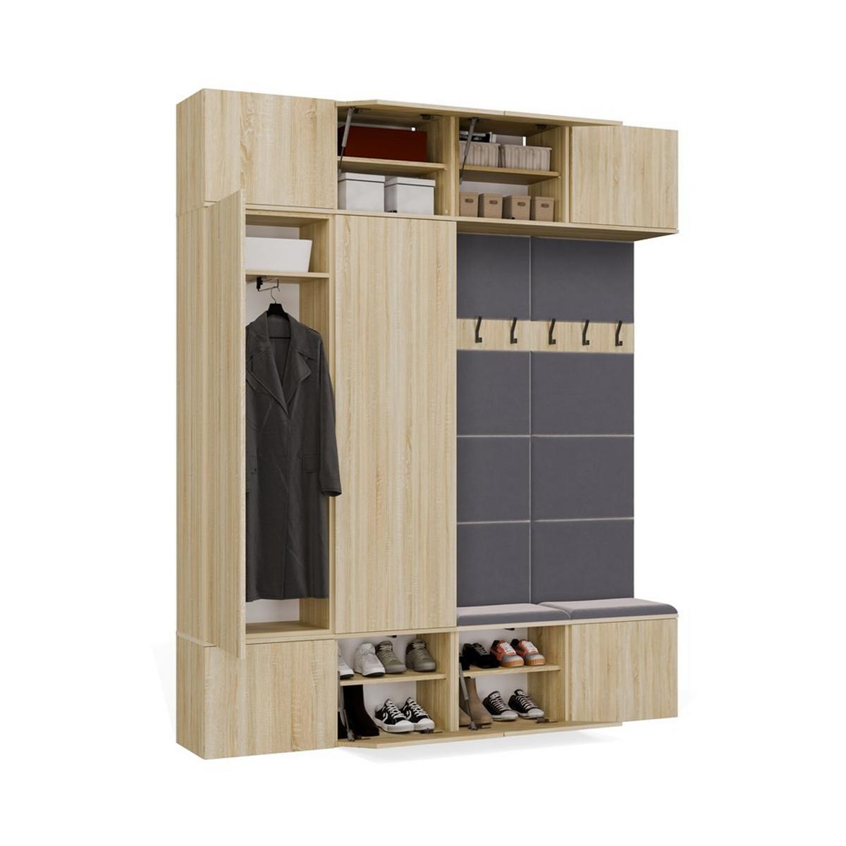 GARDEROBENSCHRANK modern, Schrank Set Kleiderschrank - Schuhschrank Sonoma Eiche 200/238/35 - Sonoma Eiche, Holzwerkstoff (200/238/35cm) - RAUMHIRSCH FURNITURE