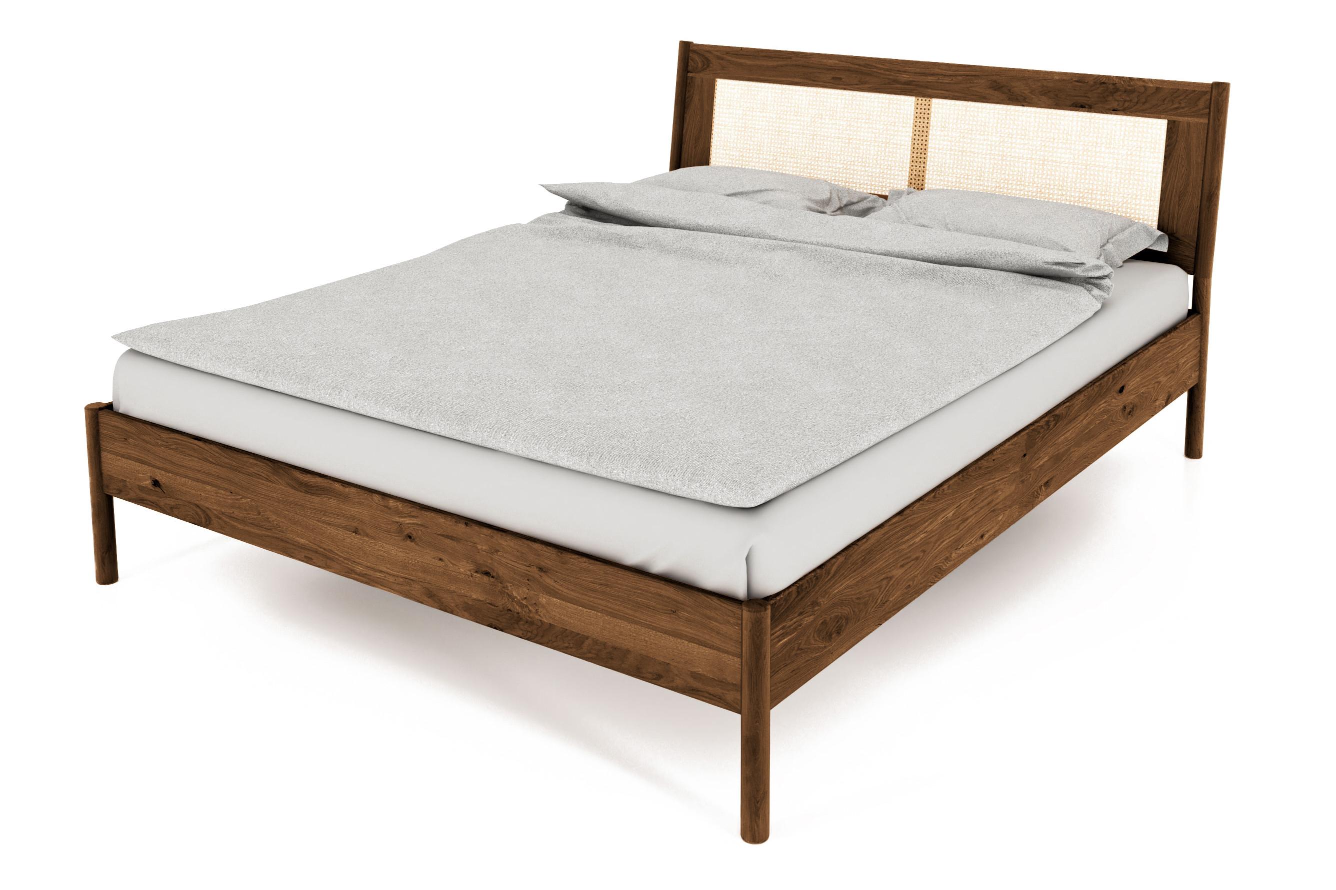 BETT MIT RATTANKOPFTEIL INA 80x200 Wildeiche - Alteiche, Holz (80/200cm) - byoak