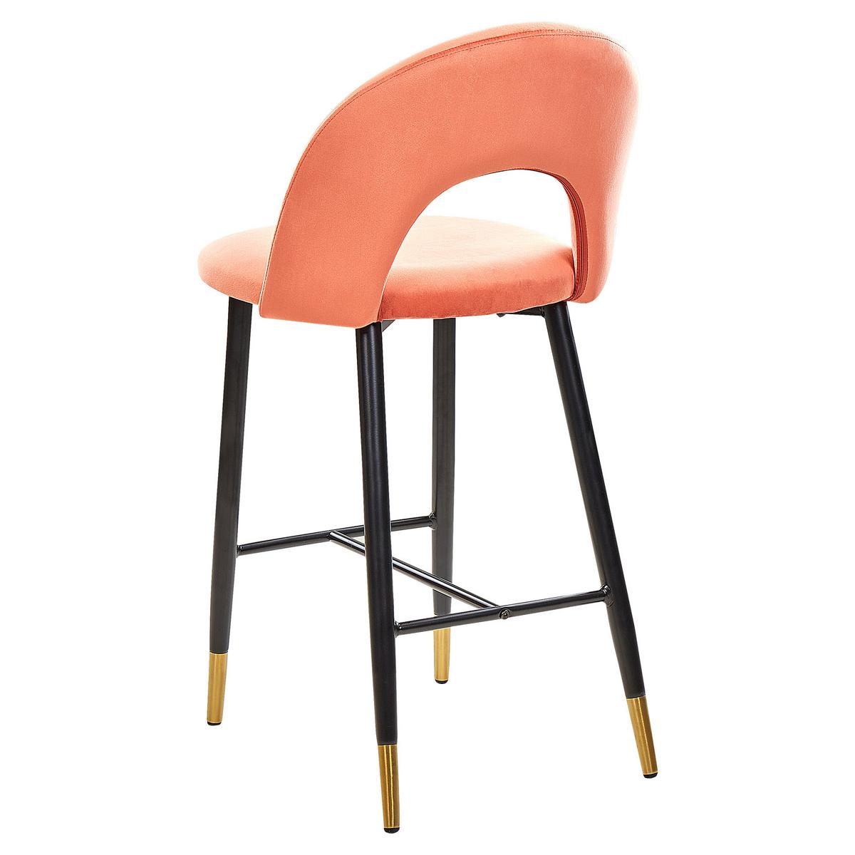 BARSTUHL 2er-Set Samtstoff Rot Falton - Rot, Textil/Metall (48/98/49cm) - Beliani