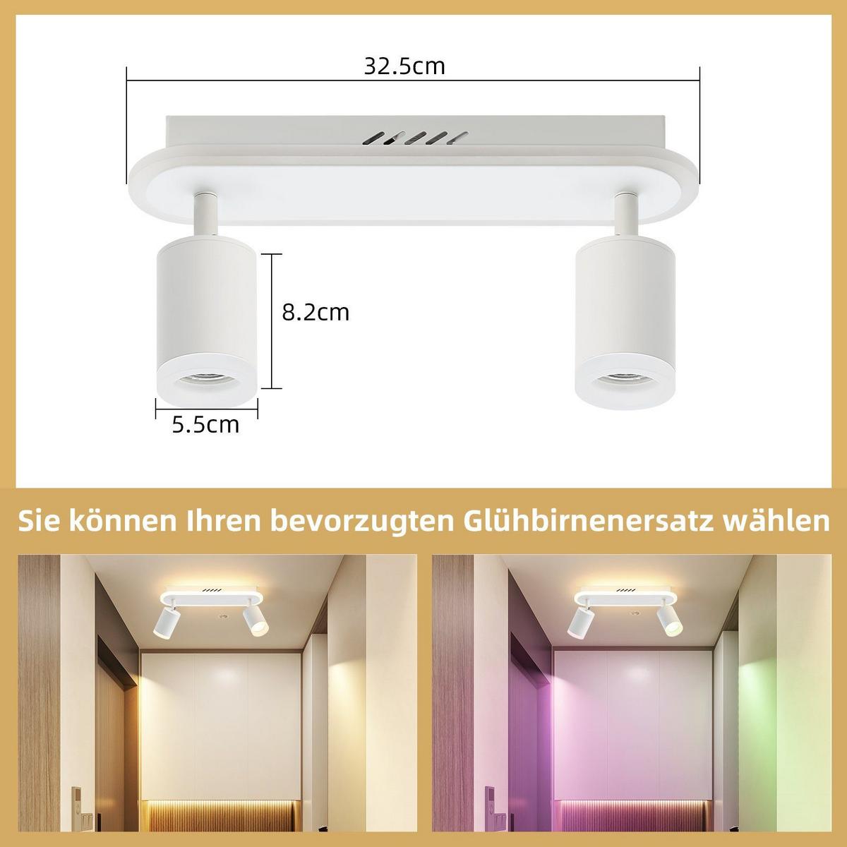 LED-DECKENLEUCHTE Lichtelf 2-flammig 33/6/9 cm - Weiß, Kunststoff (33/6/9cm) - Nettlife