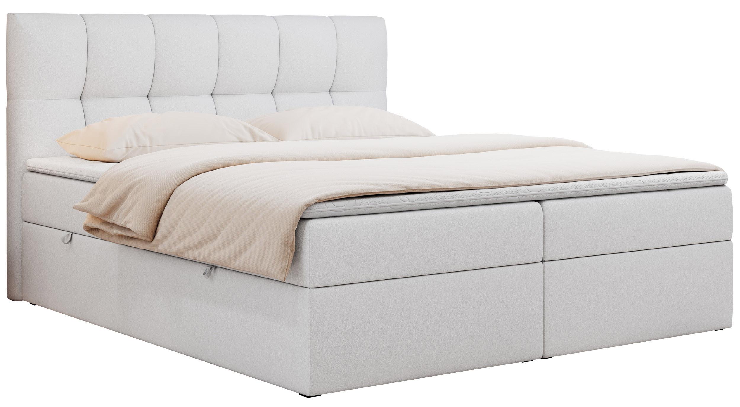 BOXBETT RICO 200/200 Weiß Kunstleder - H4 - Weiß, Holz/Textil (200/200cm) - MKS