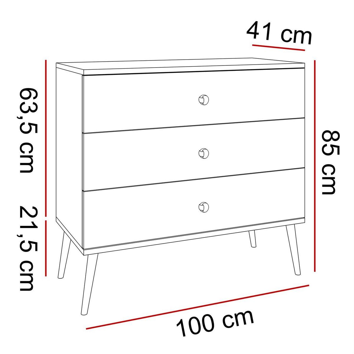 KOMMODE mit Schubladen HARMONY Natürlich Rosa - Rosa, Holzwerkstoff (100/85/41cm) - Lookway