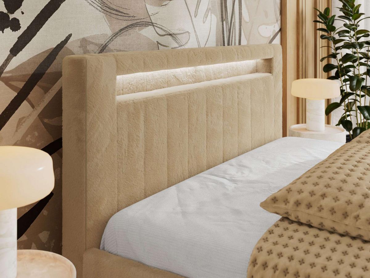 POLSTERBETT GOLD 5 CLASSIC 140/200 - Beige Plüsch - Multipocket-Matratze - Beige, Textil (140/200cm) - MKS