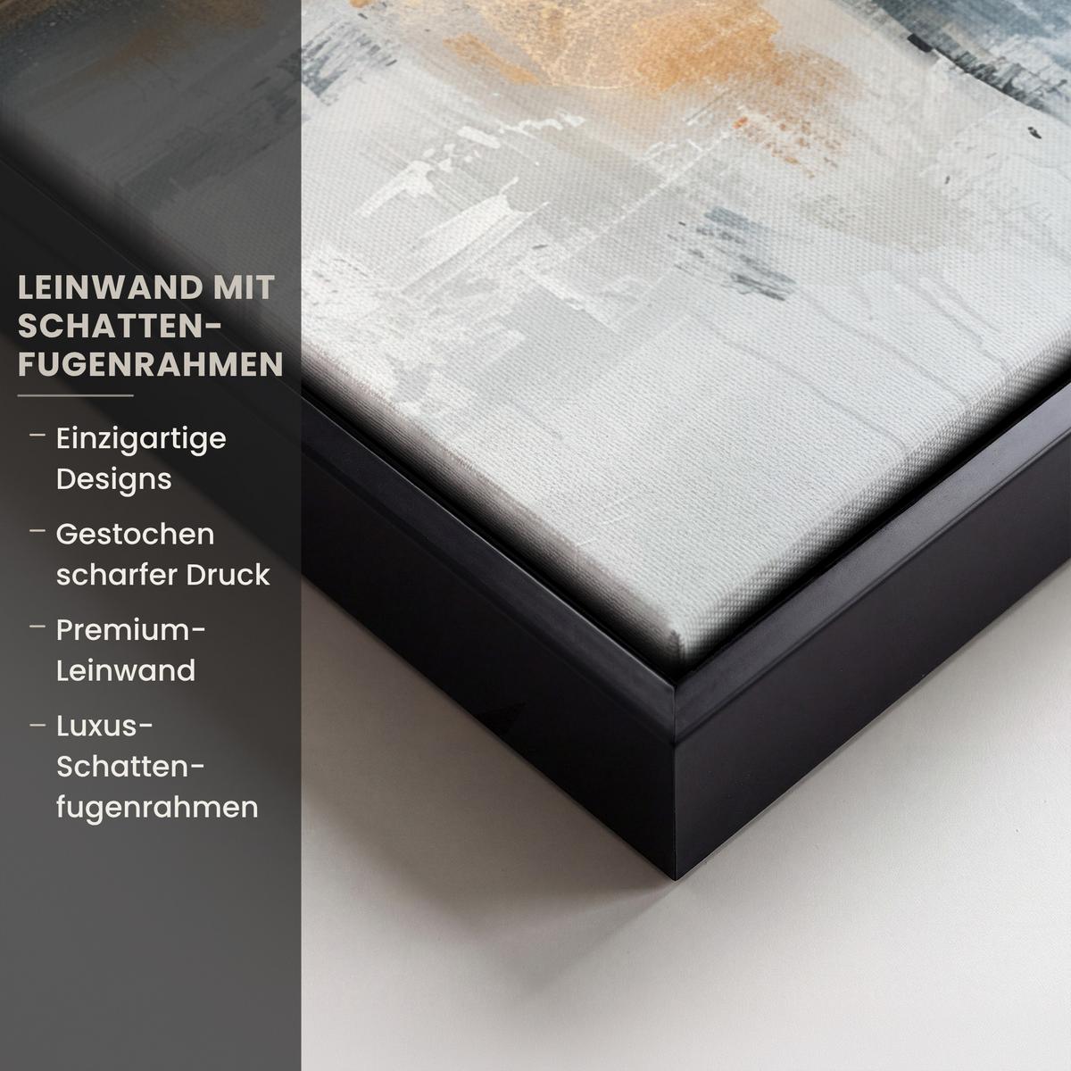 LEINWAND Bilder mit Rahmen - Kunst - Grau - Gold - Abstrakt - 30x40 - Dunkelgrau, Textil (30/40cm) - MuchoWow