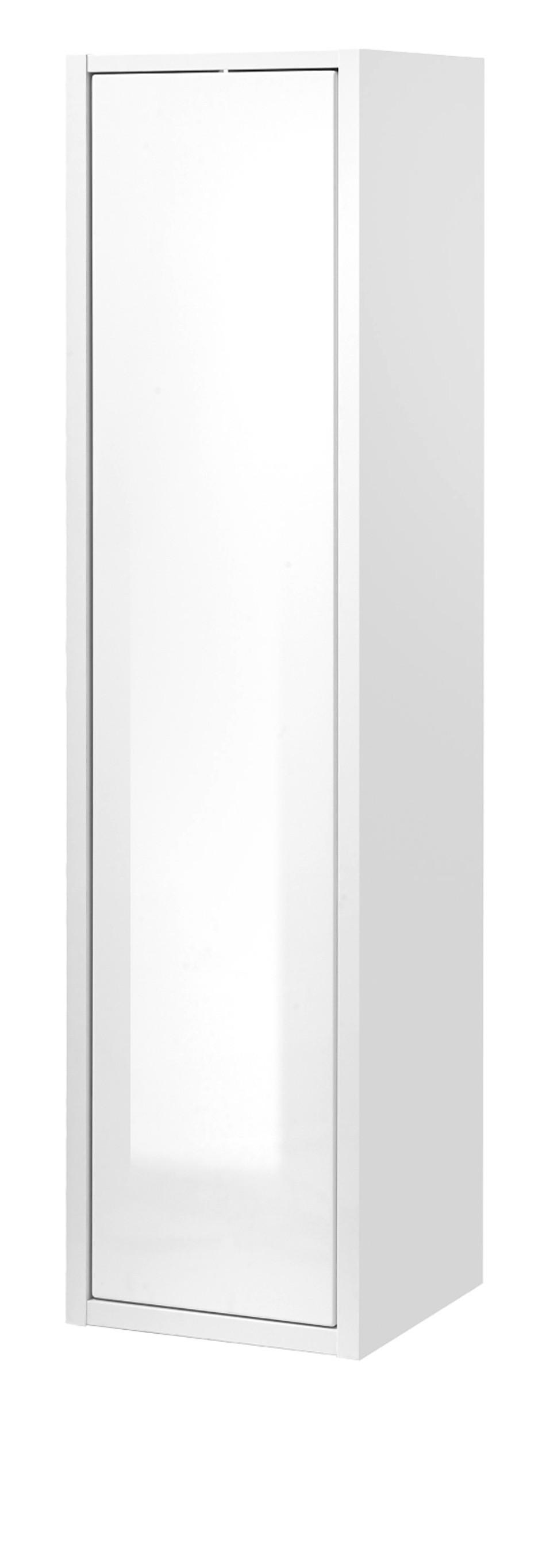 HOCHSCHRANK weiß Hochglanz, grau 30 x 119 cm, Badschrank Türanschlag wechselbar Glide - Weiß Hochglanz/Grau, Holzwerkstoff (30/119/30cm) - Furn.Design