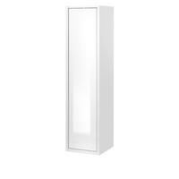 HOCHSCHRANK weiß Hochglanz, grau 30 x 119 cm, Badschrank Türanschlag wechselbar Glide - Weiß Hochglanz/Grau, Holzwerkstoff (30/119/30cm) - Furn.Design