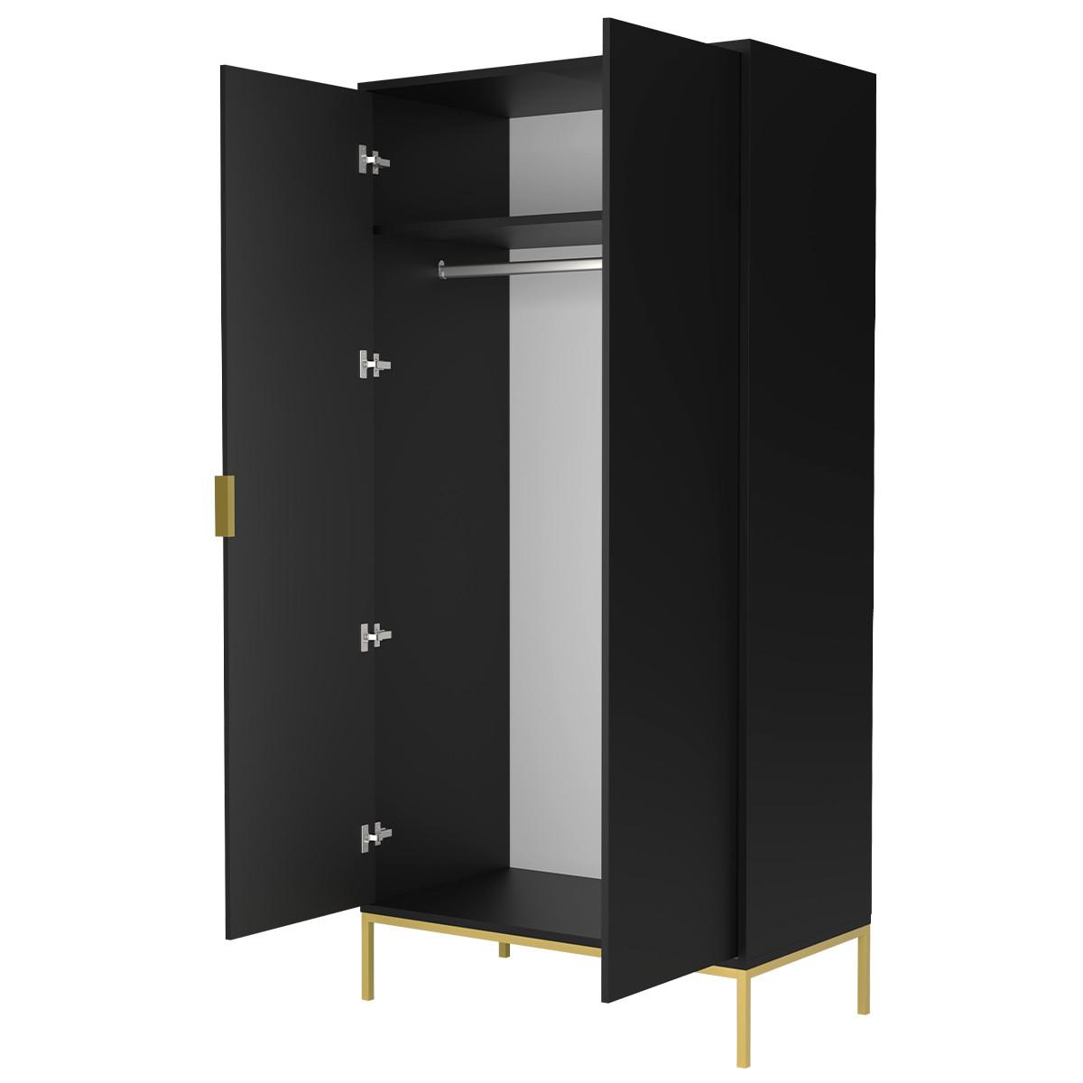 SCHRANK 2 Türen Seattle Schwarz - Schwarz, Holzwerkstoff (100/205.4/55cm) - Petits-meubles