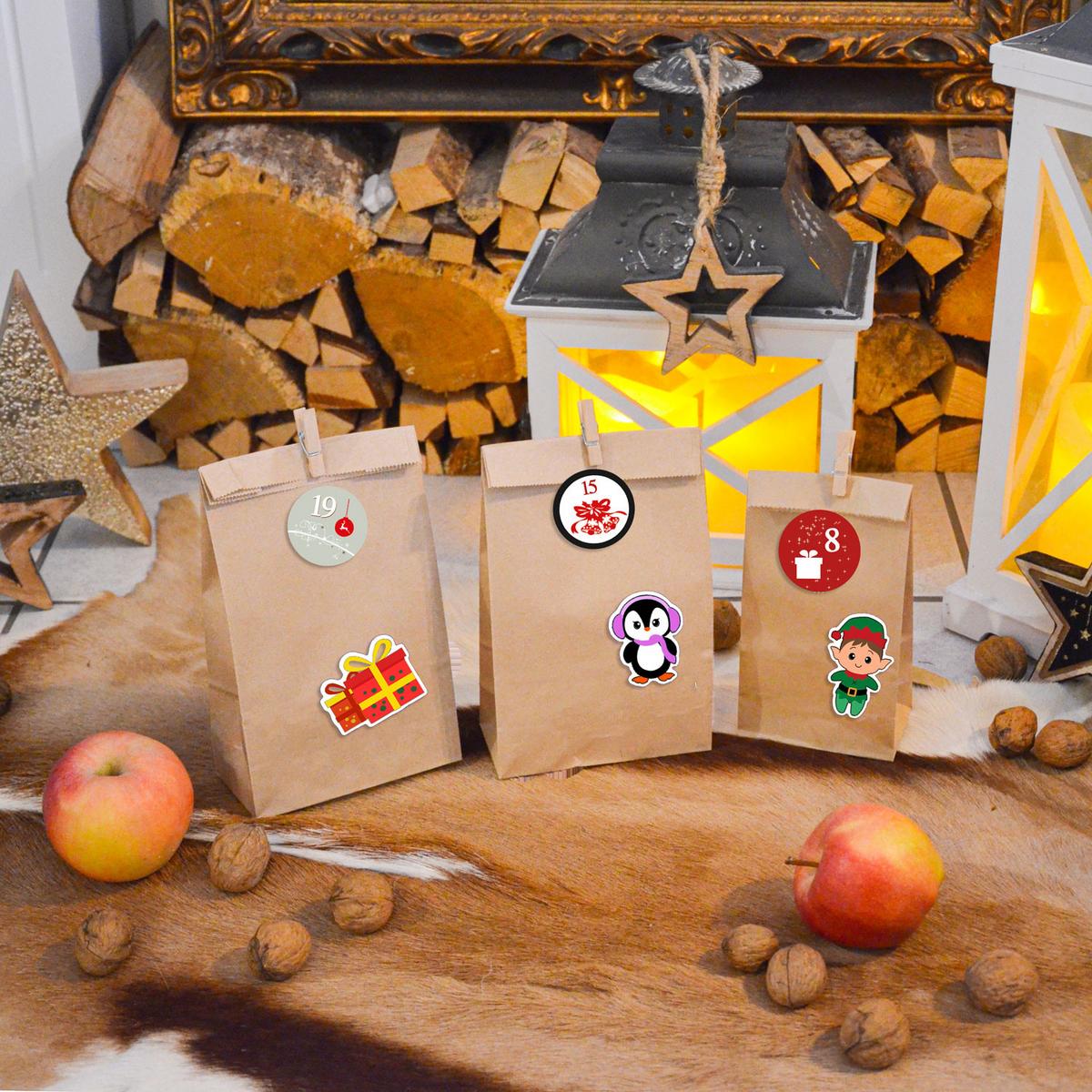 ADVENTSKALENDER zum Selbstbefüllen, 24 Papiertüten - Braun, Papier (13/8/24cm) - Dunedesign