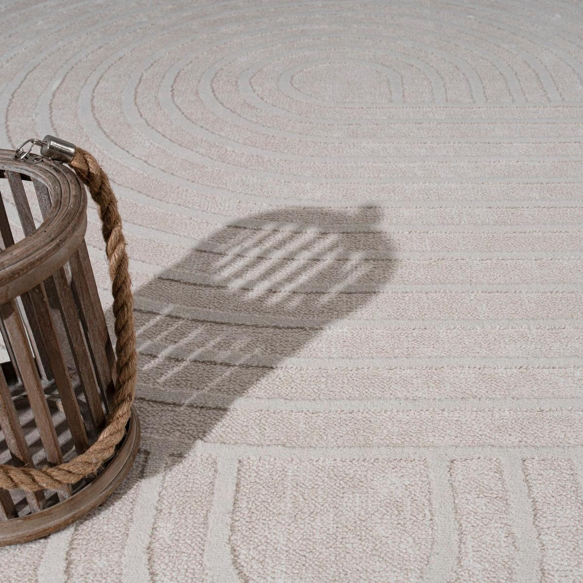 KURZFLORTEPPICH, abstrakt, aus Polyester, Florhöhe 10 mm, Creme, 200 x 280 cm - Creme, Textil (280/200cm) - KADIMA DESIGN