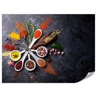 FOTOTAPETE für Küche Orientalische Kräuter Gewürze Löffel 150x105 - Gelb/Rot, Papier (150/105cm) - Muralo