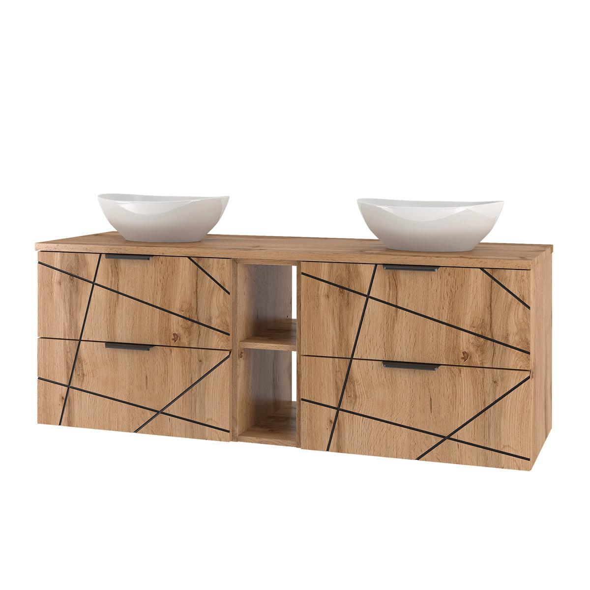 BADMÖBEL 140.6cm Teren 2er-Set Holz - Braun, Holzwerkstoff (140.6/52.2/46.5cm) - Petits-meubles