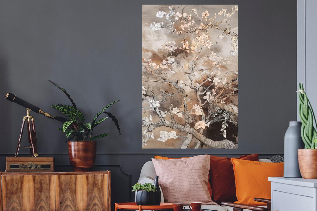 WANDTATTOO Mandelblüte - Kunst - Van Gogh - Beige - Abstrakt Wandaufkleber 80x120 cm - Braun, Kunststoff (80/120cm) - MuchoWow
