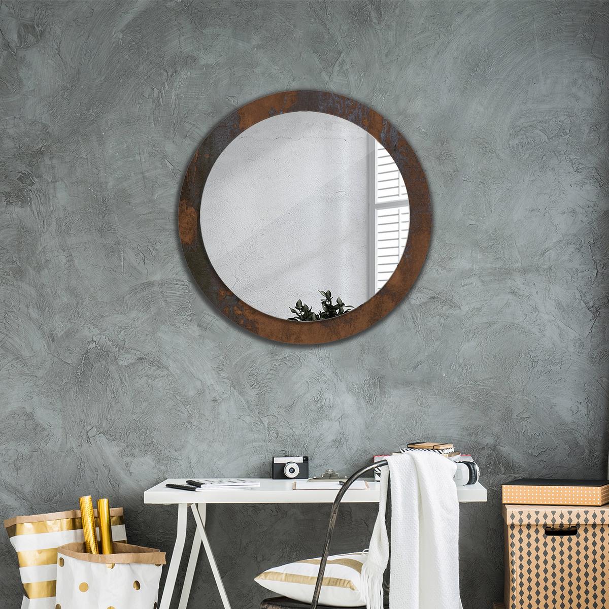 SPIEGEL Ø80 cm Rund mit Aufdruck - Dunkelbraun, Glas (80/80/0.4cm) - TULUP