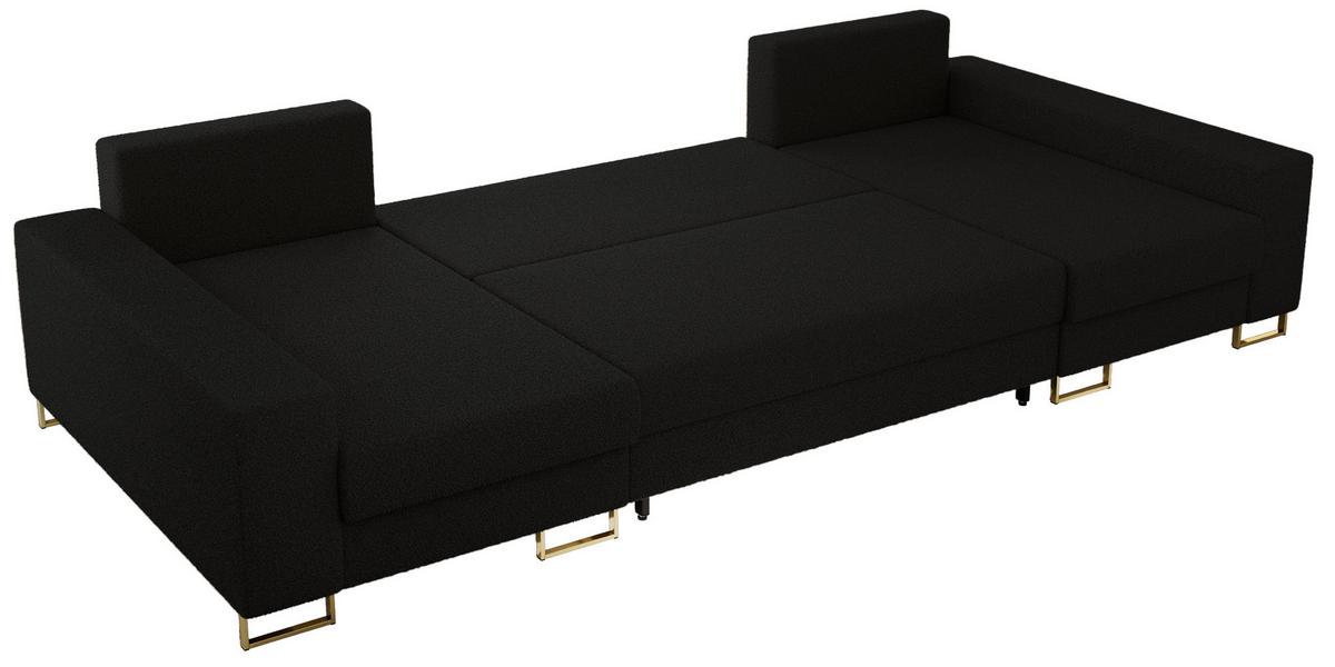 WOHNLANDSCHAFT DORIAN U Bouclé Schwarz - Goldfarben/Schwarz, Textil/Metall (312/85/138cm) - MKS