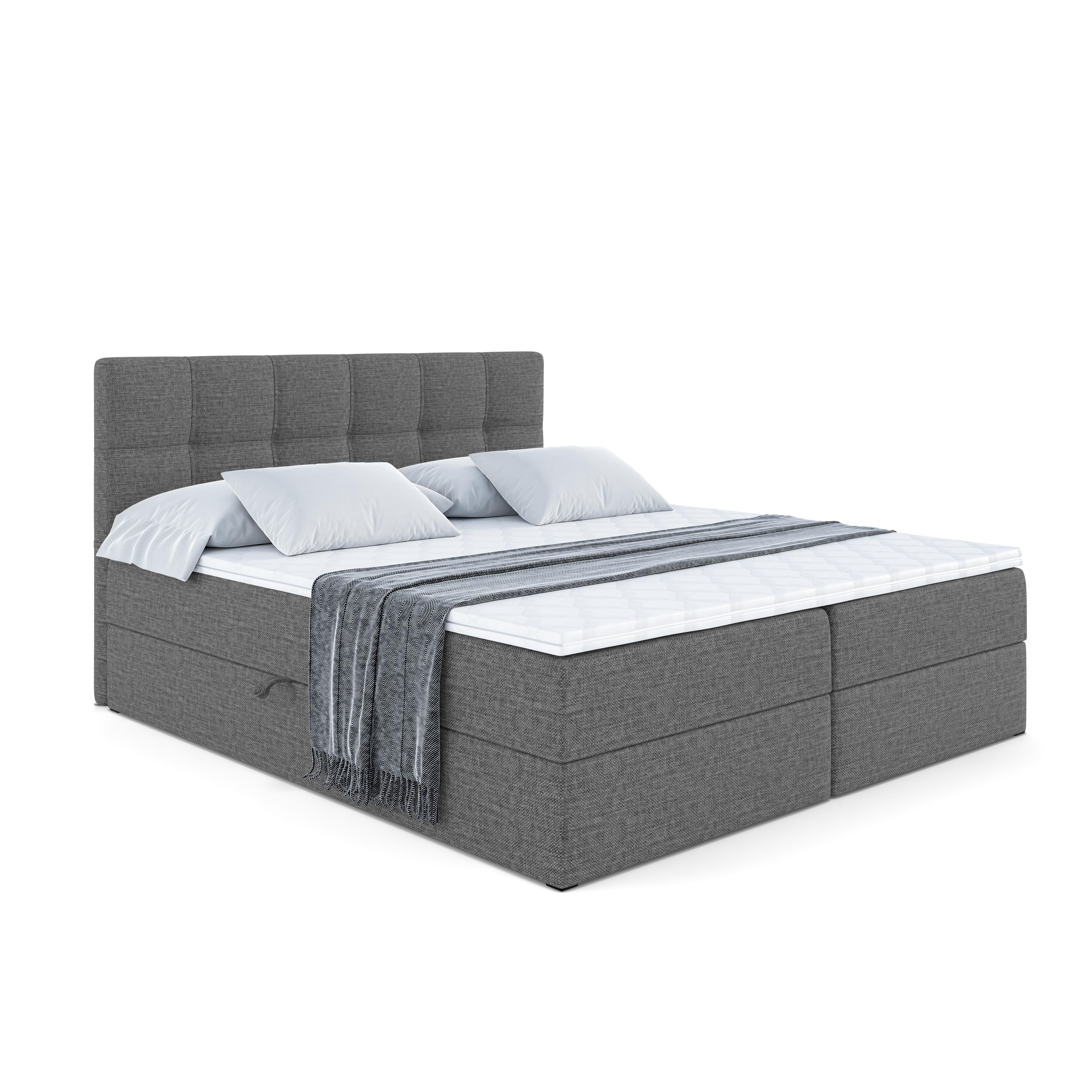 BOXBETT mit Matratze H4 und Lattenrost - MARCE - 140x200 - H4 - Grau - Grau, Holzwerkstoff (140/200cm) - ALTDECOR