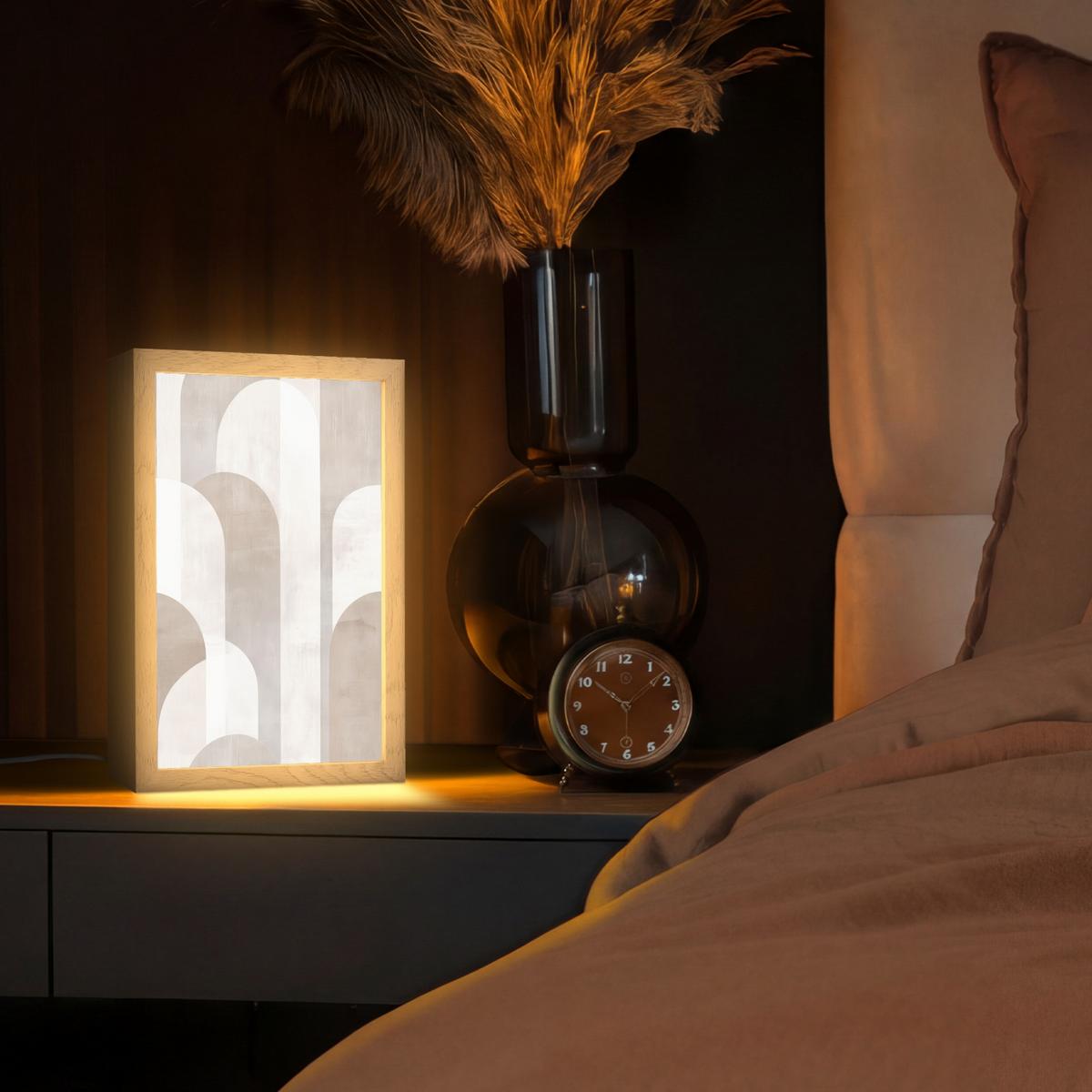TISCHLEUCHTE Abstrakte Bögen - Modern - Beige 20x30 cm - Buche Kolonial, Holzwerkstoff (8/20/30cm) - OnlyWow