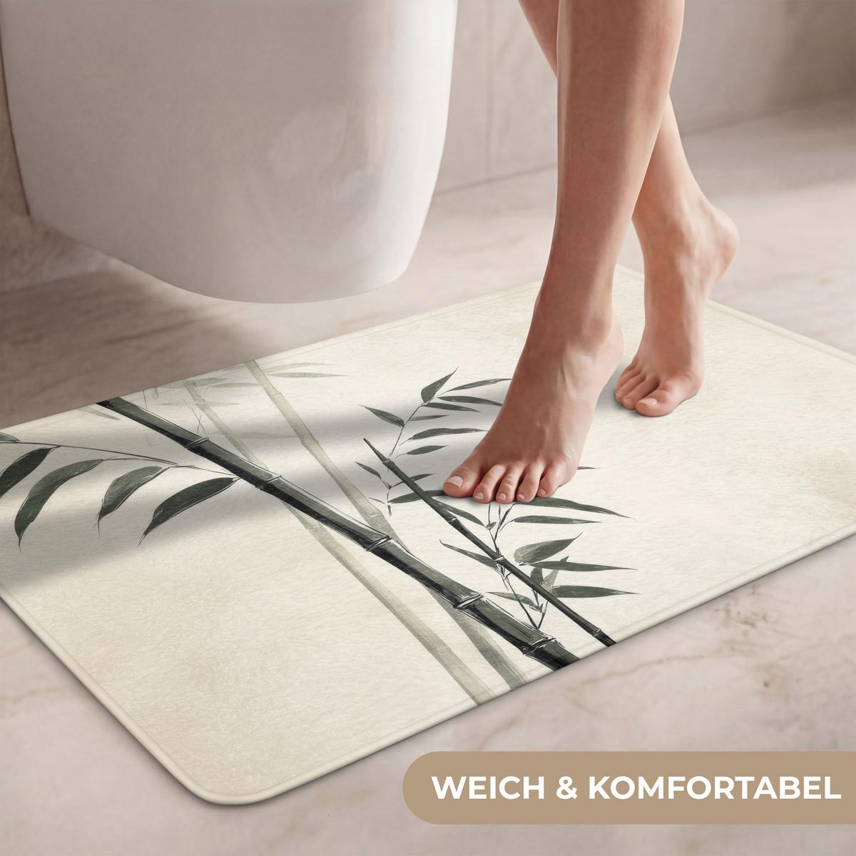 WC-VORLEGER Japandi - Bambus - Beige Toilettenteppich 80x50 cm - Ecru, Textil (80/1cm) - OnlyWow