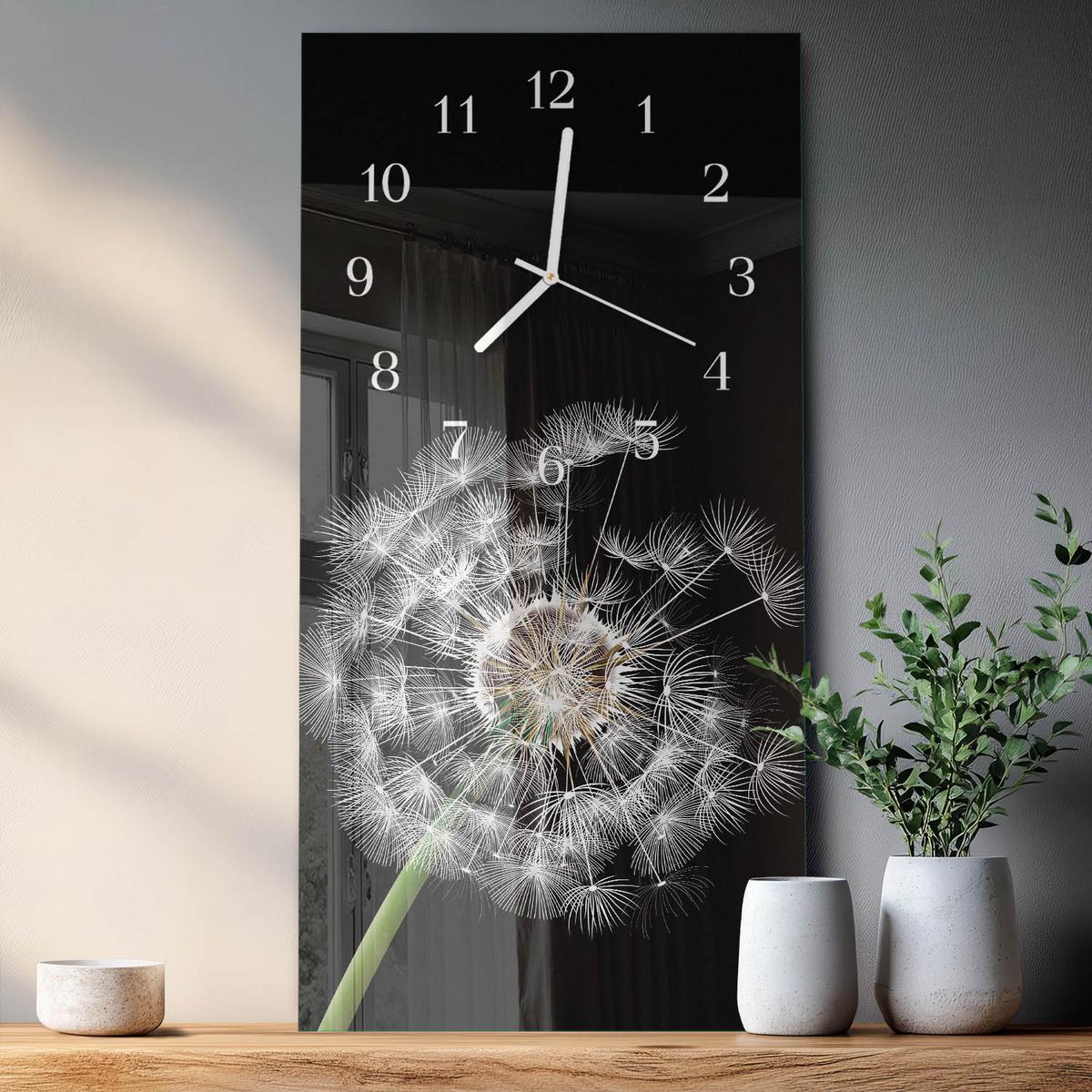 WANDUHR aus Glas 30x60 cm - Löwenzahn - Multicolor, Glas (30/60/0.4cm) - TULUP