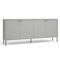 SIDEBOARD Irelis 4T Grau 207/89,2/41 cm – mit geriffelten Fronten, mit schwarzen Beinen - Schwarz/Grau, Holzwerkstoff/Metall (207/89.2/41cm) - AX Living