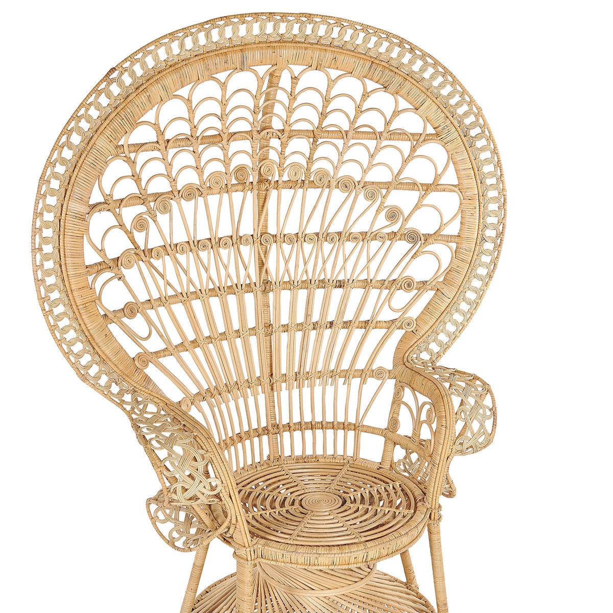 PFAUENSESSEL Rattan/Baumwolle natürlich Emmanuelle - Beige/Naturfarben, Naturmaterialien/Textil (120/150/50cm) - Beliani