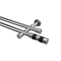 GARDINENSTANGE Prestige Mavell 320 cm (geteilt in 2 x 160 cm), 2-läufig (ohne Ringe), 20 mm Ø Chrom - Chromfarben/Schwarz, Metall (320cm) - INTERDECO