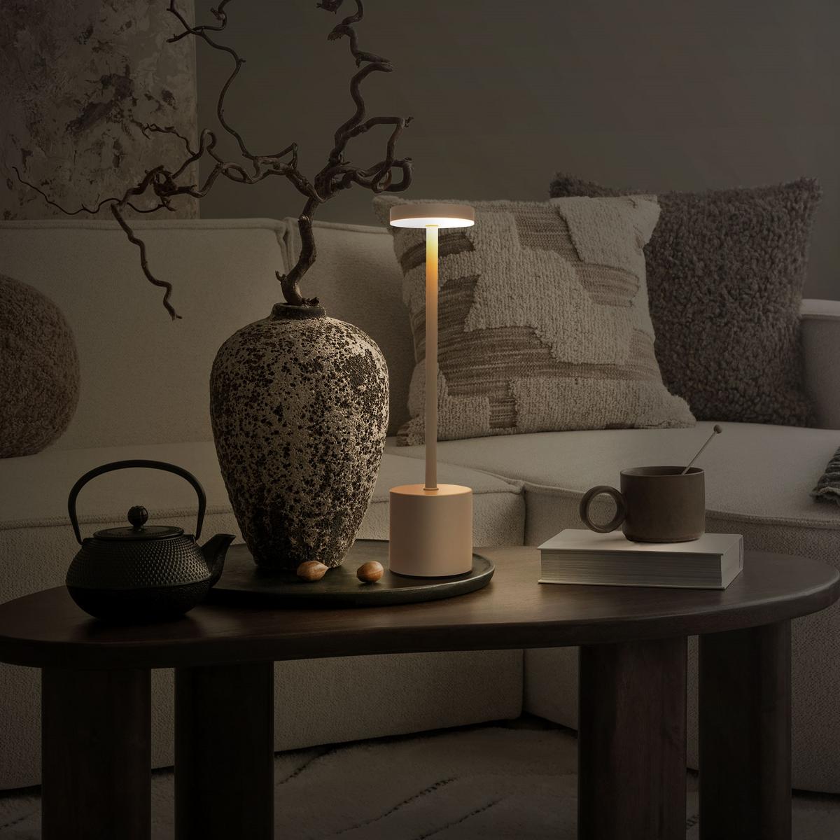 LED TISCHLAMPE kabellos Touch Creme Ø8x34,5cm 3 Lichtfarben Dimmbar - Goldfarben, Metall (8/8/34.2cm) - Home Styling Collection