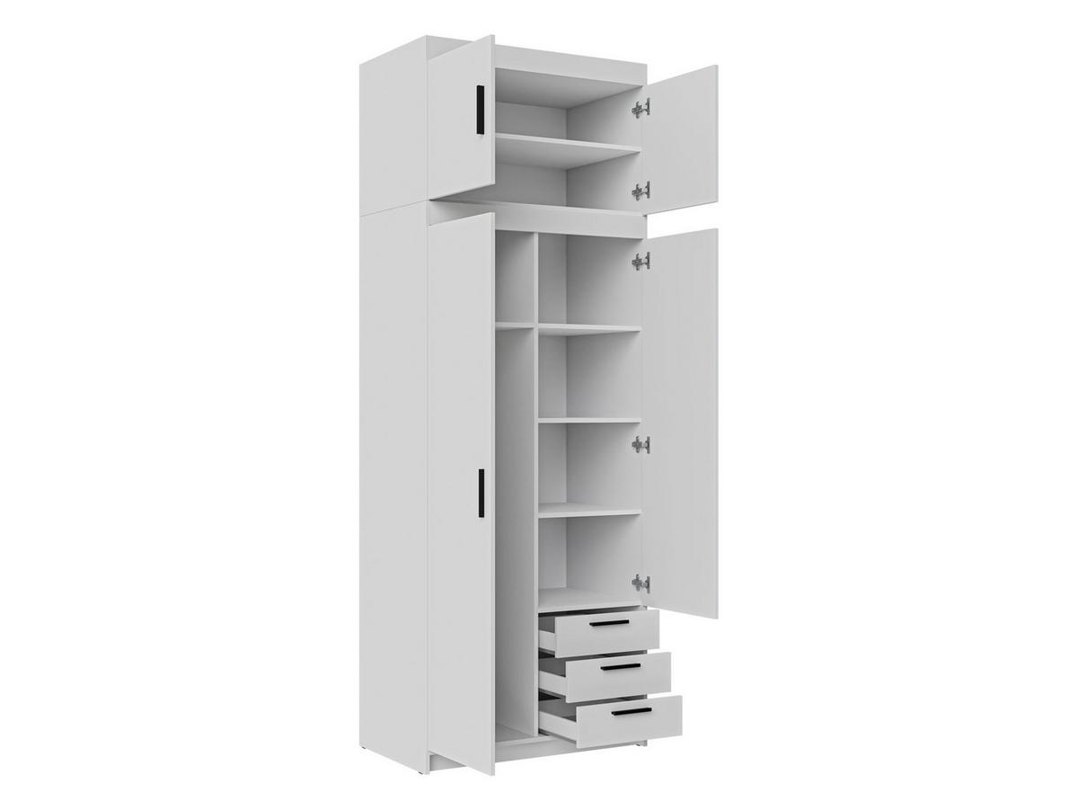 KLEIDERSCHRANK Elena 2D3S + Schrankaufsatz - Eichefarben/Schwarz, Holzwerkstoff/Kunststoff (90/246/53cm) - MIRJAN24