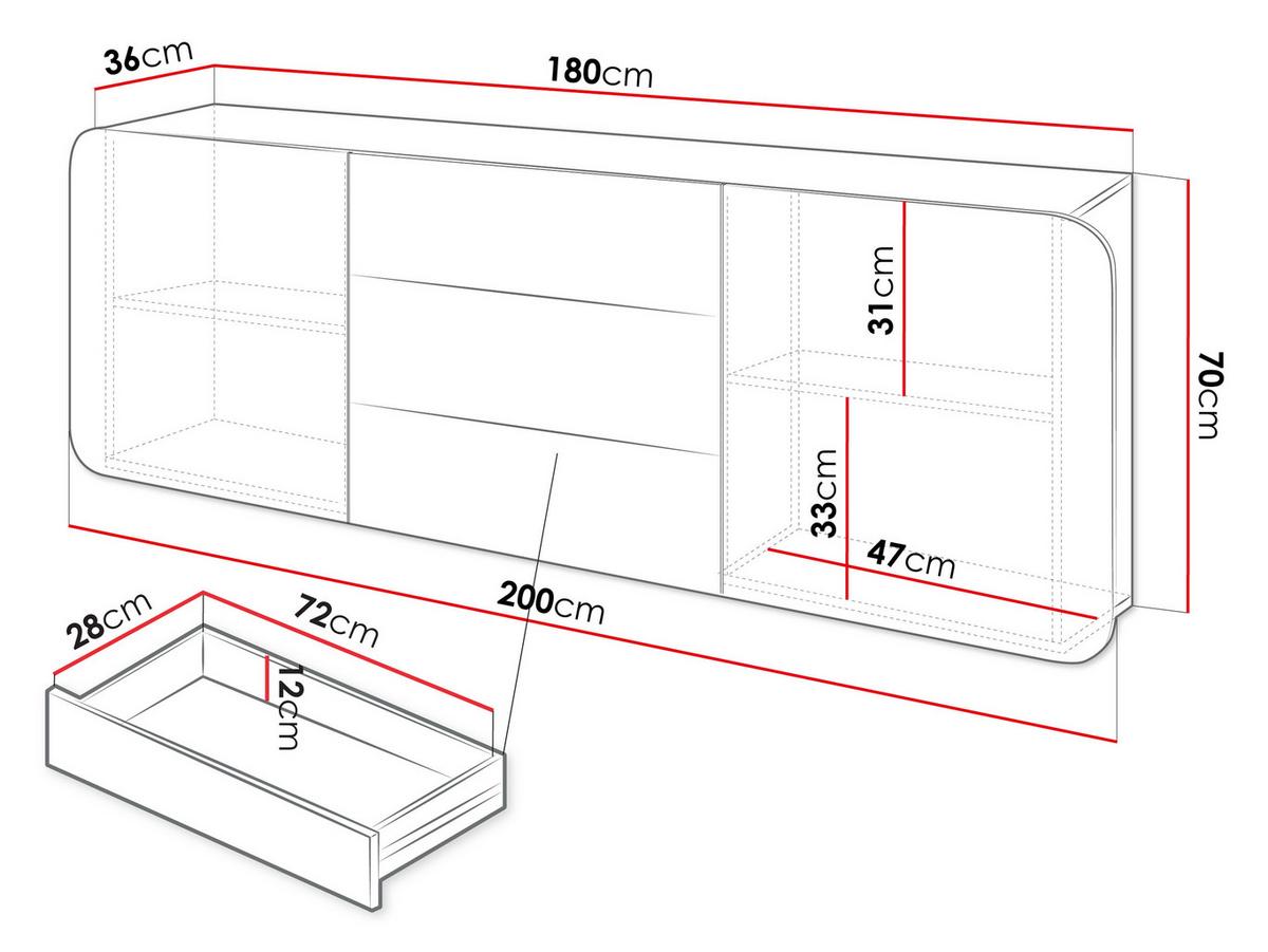 KOMMODE A Rene 2D3S - Kaschmir, Holzwerkstoff (200/70/36cm) - MIRJAN24