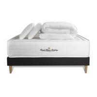 BETT Buckingham Memory-Schaum 160 x 200 cm h1 - Kit Bettgestell Schwarz - Mit Kissen und Bettdecke - Beige/Schwarz, Karton/Holz (160/200cm) - ROYAL PALACE BEDDING