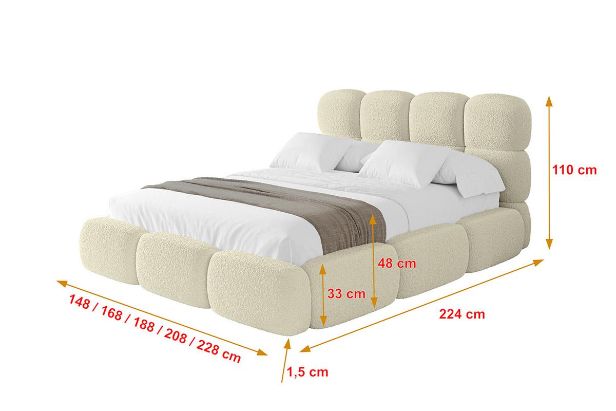 POLSTERBETT mit Bettkasten und Lattenrost, Boxbett ohne Matratze - NOMA 180x200 Beige - Taupe, Holzwerkstoff/Textil (180/200cm) - ALTDECOR