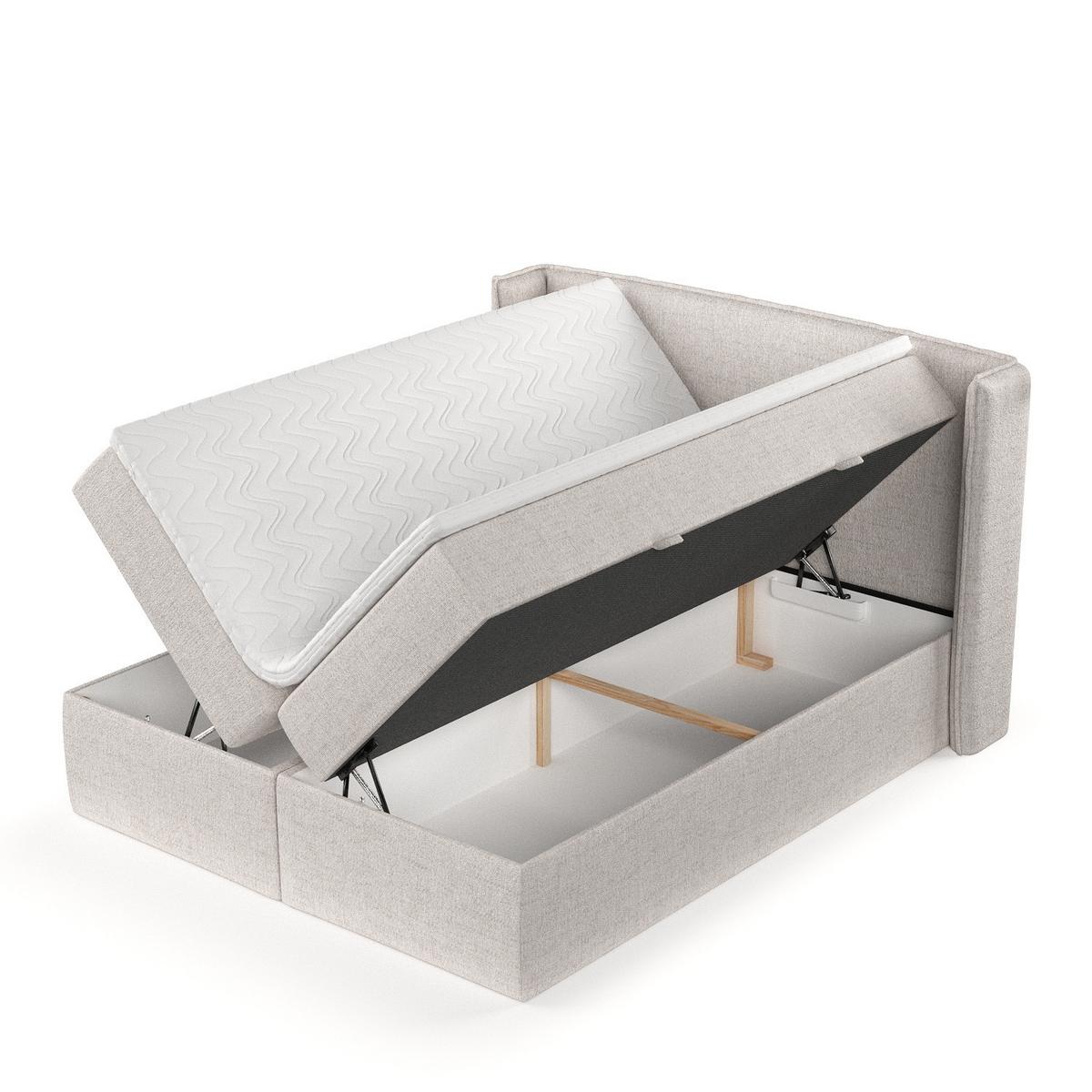 BOXBETT Viva 160/200 cm Hellbeige im Neve Stoff - Sandfarben/Schwarz, Holz/Holzwerkstoff (160/200cm) - AltaBeds
