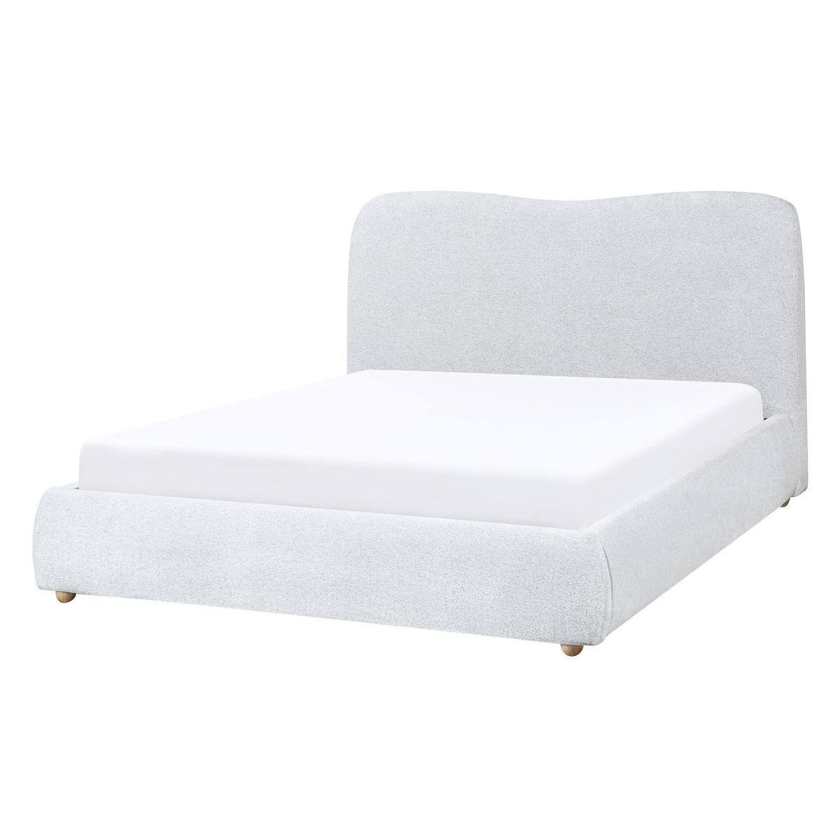BETT mit Stauraum 140/200 cm Hellgrau Blagnac - Hellgrau/Braun, Textil (140/200cm) - Beliani