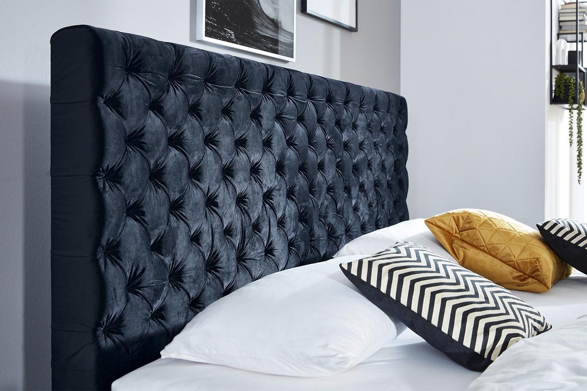BOXSPRINGBETT SINDAR Blau Webstoff - Dunkelblau, Textil (160/200cm) - KAWOLA