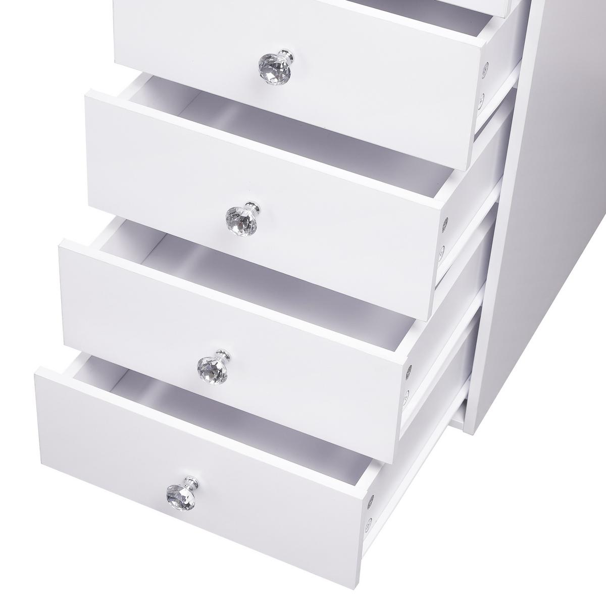 KONSOLENTISCH mit Beleuchtung LED 8 Schubladen Weiβ 120/55/81 CM - Weiß, Glas/Holzwerkstoff (55/120/81cm) - VANITII