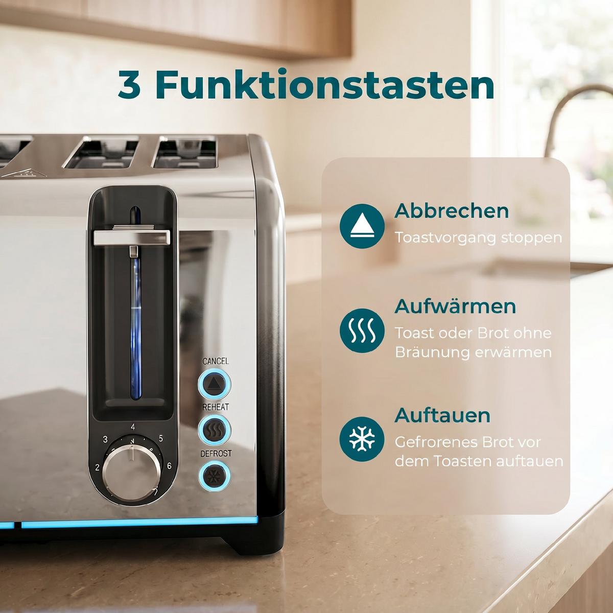 TOASTER Stahl Schwarz - Schwarz, Metall (15.6/18.9/26.4cm) - HOMCOM