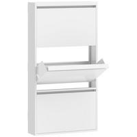 SCHUHSCHRANK aus Metall 55/15/106 cm Weiß - Weiß, Metall (15/105.5/55cm) - HOMCOM