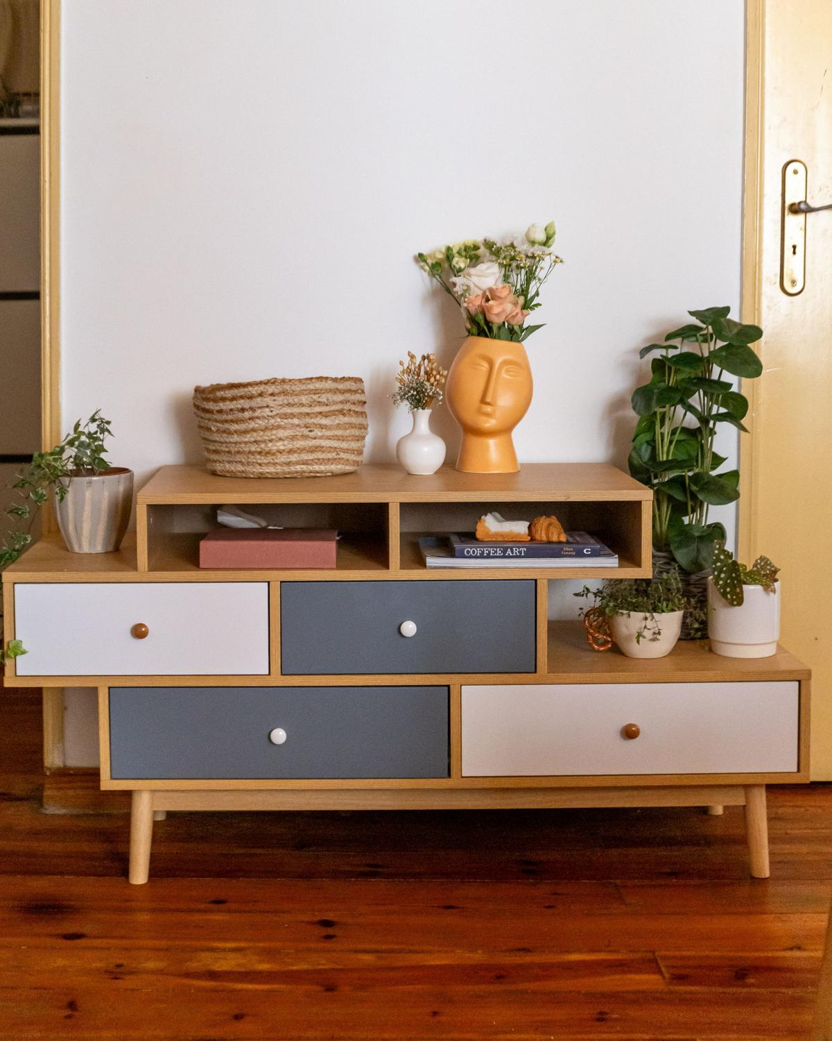 KOMMODE 4 Schubladen heller Holzfarbton Irvine - Hellbraun/Weiß, Holzwerkstoff (120/59/40cm) - Beliani