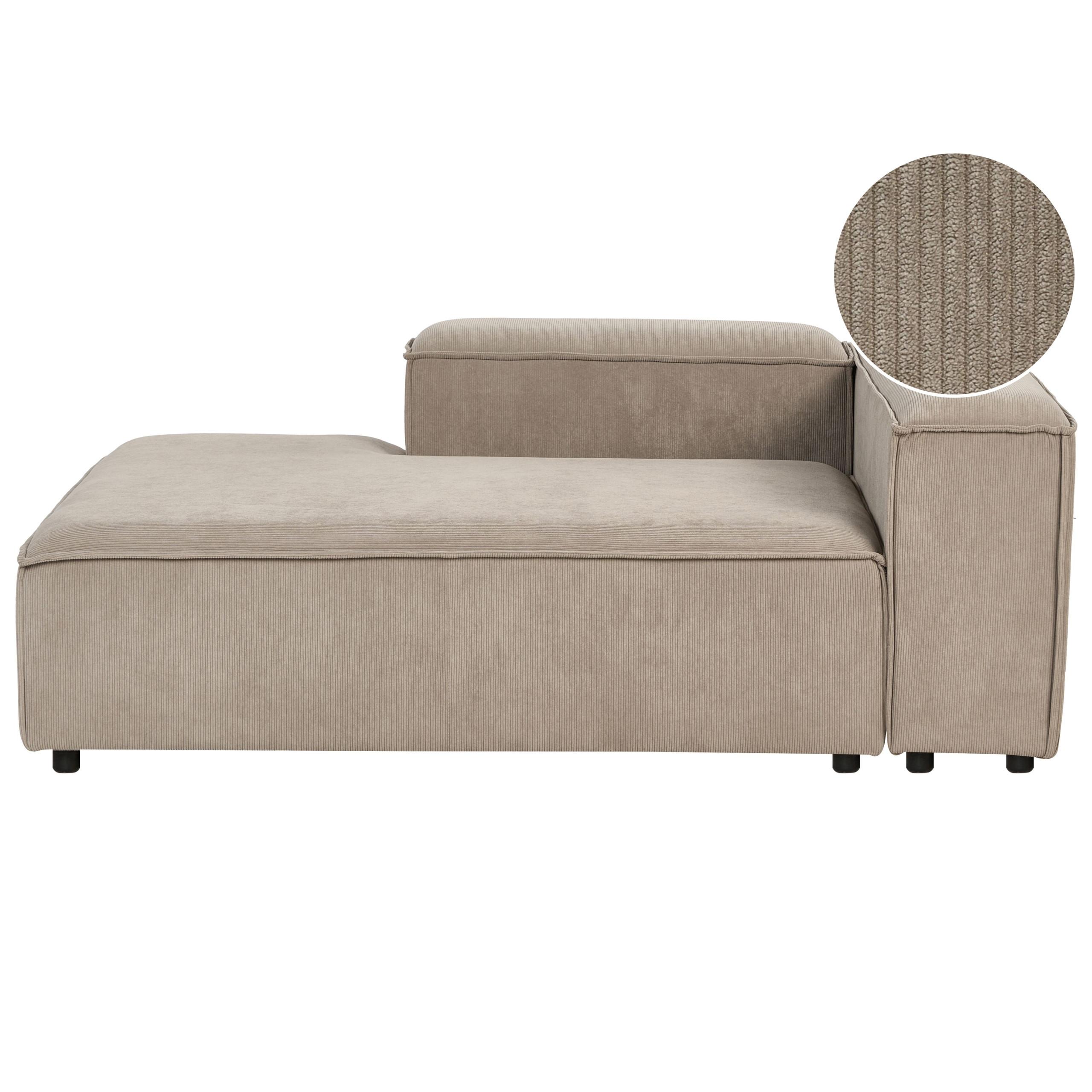 CHAISELONGUE-RECHTSSEITIGE Cord Hellbraun Ardal - Hellbraun/Schwarz, Textil (119/68/180cm) - Beliani