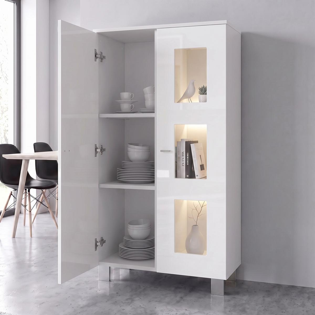 VITRINE Denjo Tür in Eiche sägerau - Eiche San Remo, Holzwerkstoff (71/129/35cm) - Vladon
