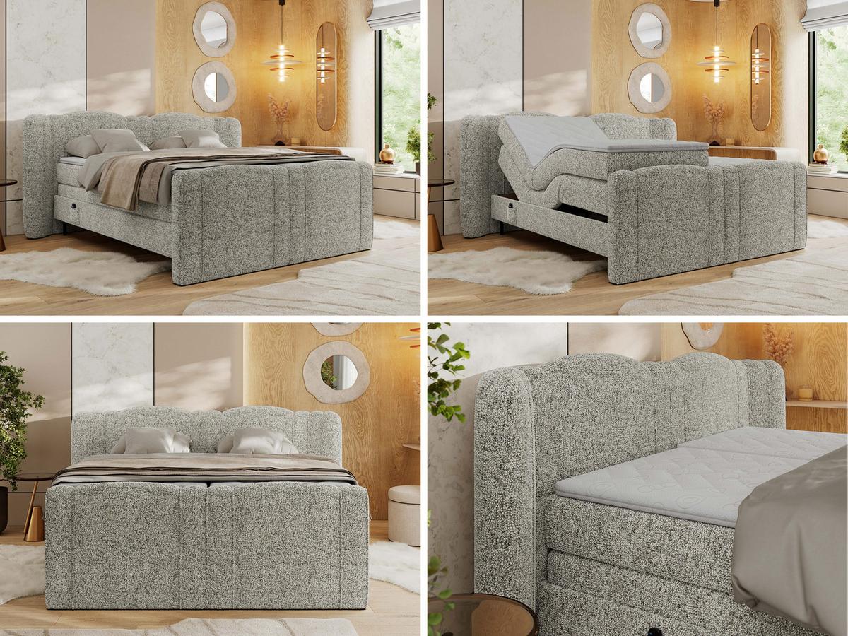 BOXBETT FORTINA 160/200 - Beige Struktur - H3 - Beige, Holz/Textil (160/200cm) - MKS