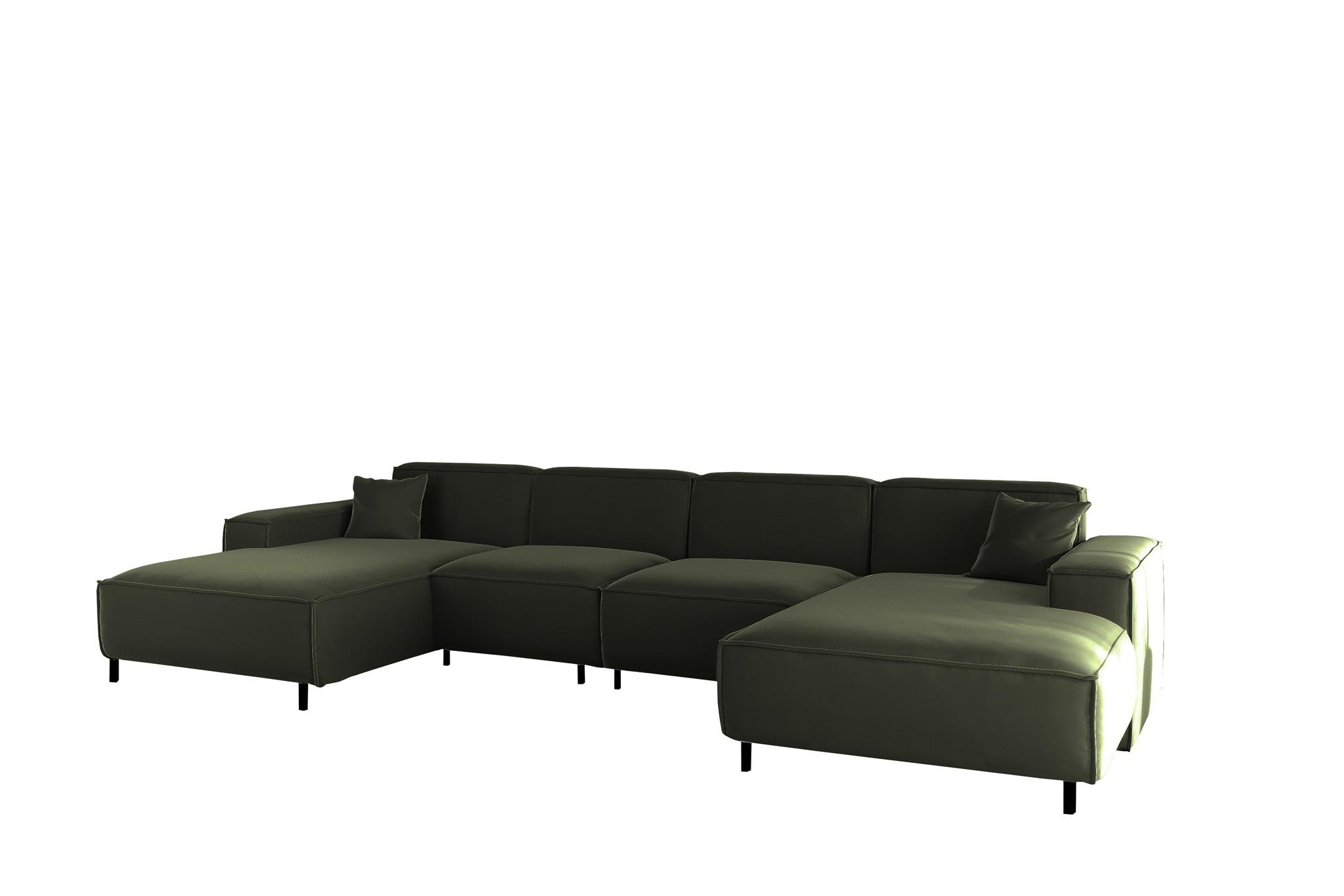 WOHNLANDSCHAFT Gloria In Tiffani - Grün, Holzwerkstoff/Textil (378/73/165cm) - Fun Möbel