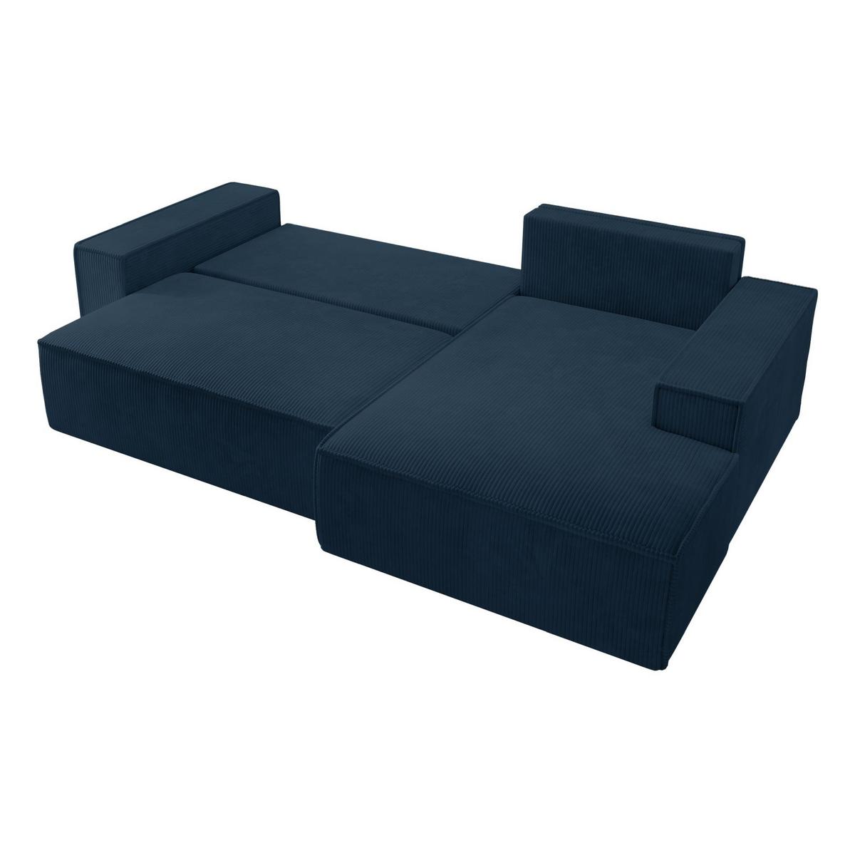 ECKSOFA Farese Dunkelblau Cordbezug - Schwarz/Dunkelblau, Kunststoff/Textil (267/167cm) - Selsey