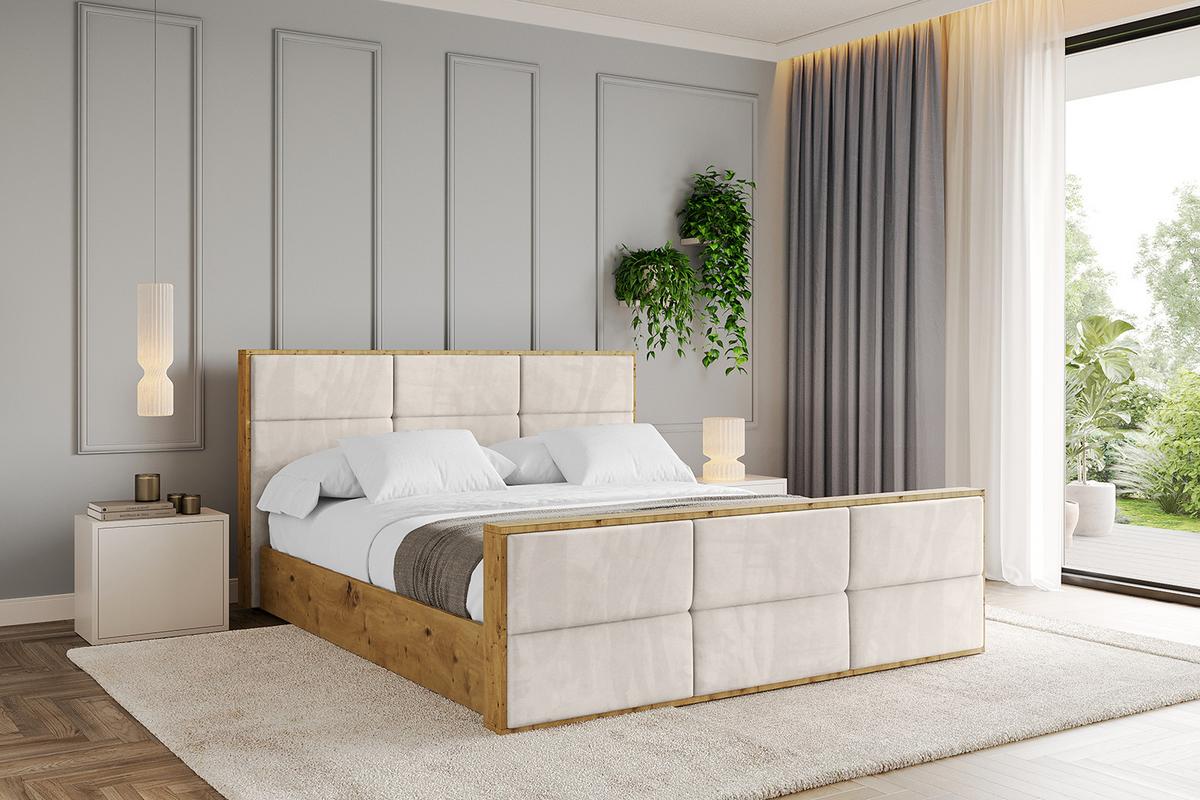 POLSTERBETT mit Bettkasten, Fußteil und Lattenrost, Boxbett ohne Matratze - ENZO1-Z 180x200 Beige - Beige, Holzwerkstoff/Textil (180/200cm) - ALTDECOR
