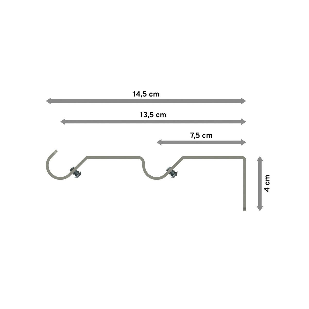 TRÄGER FÜR GARDINENSTANGEN 16 mm Ø, Olymp 2-läufig, Chrom matt - Nickelfarben, Metall (14.4/4.4/1.6cm) - INTERDECO