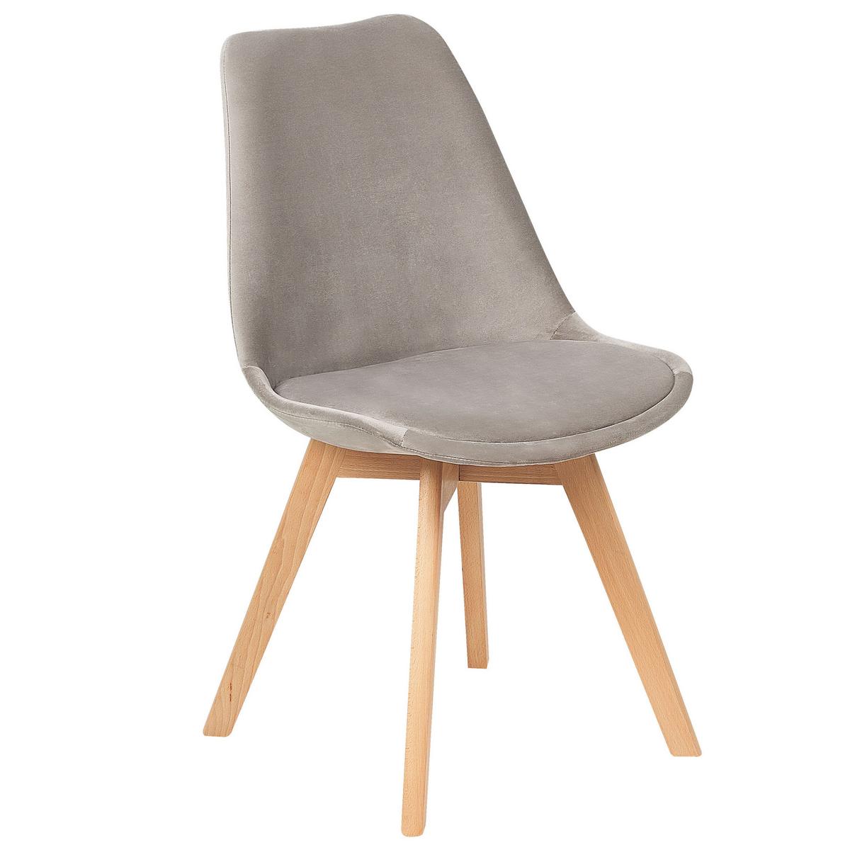 ESSZIMMERSTUHL 2er-Set Samtstoff Beige Dakota - Beige, Holz/Textil (47/84/57cm) - Beliani